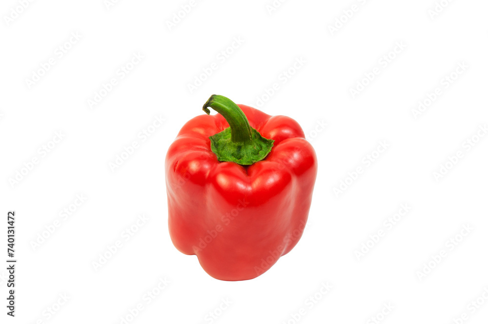 large red juicy peppers on a white background - obrazy, fototapety, plakaty 