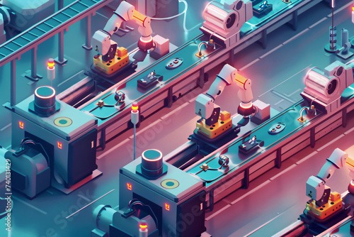Illustration of Industry 4.0 - Future of Smart Manufacturing. AI Generated. © Cevko