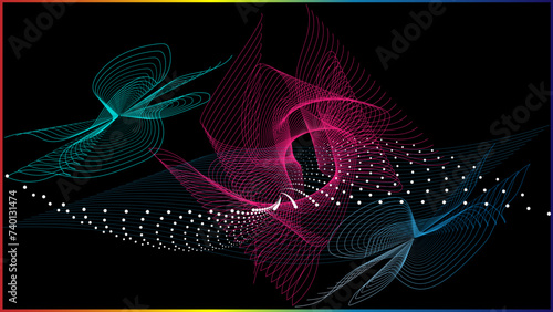 The vector dotted spiral vortex graphic is a visually interesting and complex image. The use of color, movement, and text all contribute to its overall effect.