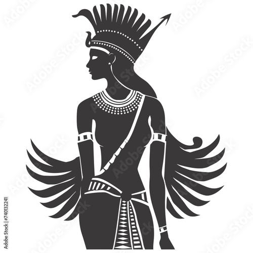 Silhouette Female Pharaoh the egypt Mythical Creature black color only