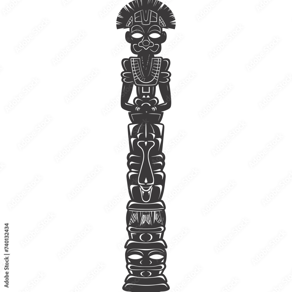 Fototapeta premium Silhouette Indian tribal wooden pole black color only