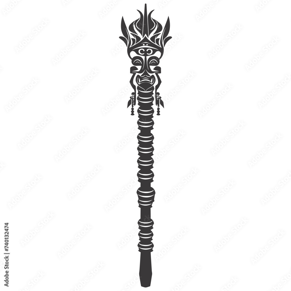 Silhouette Indian tribal wooden pole black color only Silhouette Indian tribal wooden pole black color only