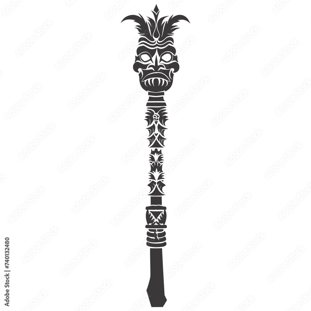 Silhouette Indian tribal wooden pole black color only