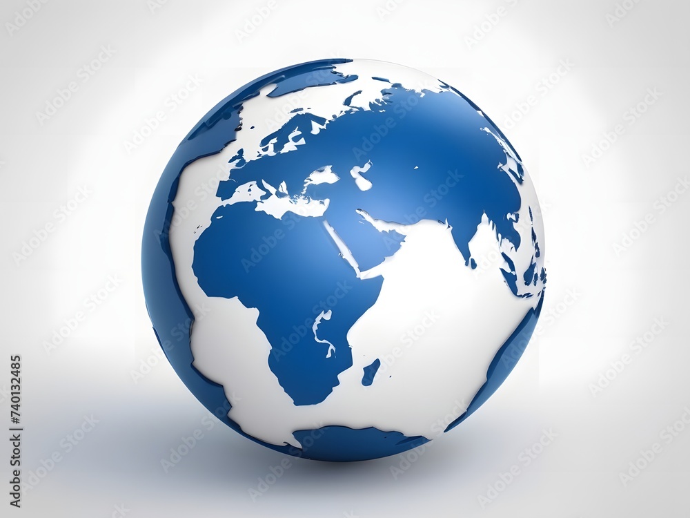 Fototapeta premium Glossy Blue Earth Globe Highlighting Diverse Continents and Oceans