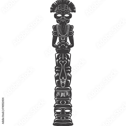 Silhouette Indian tribal wooden pole black color only