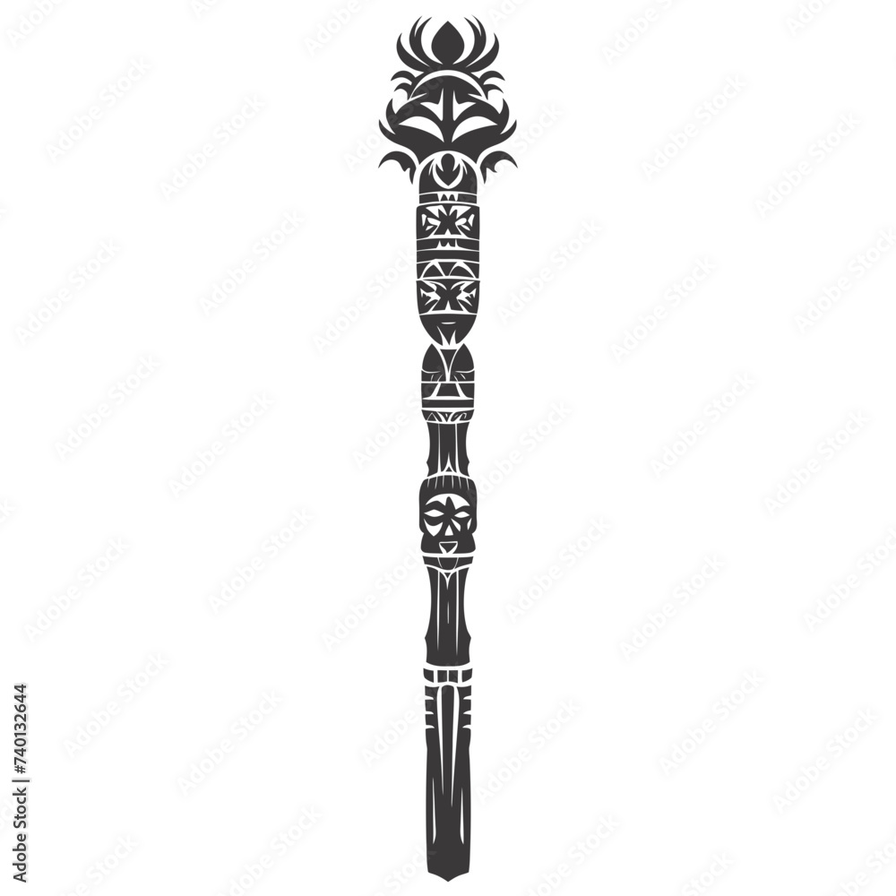 Silhouette Indian tribal wooden pole black color only Silhouette Indian tribal wooden pole black color only