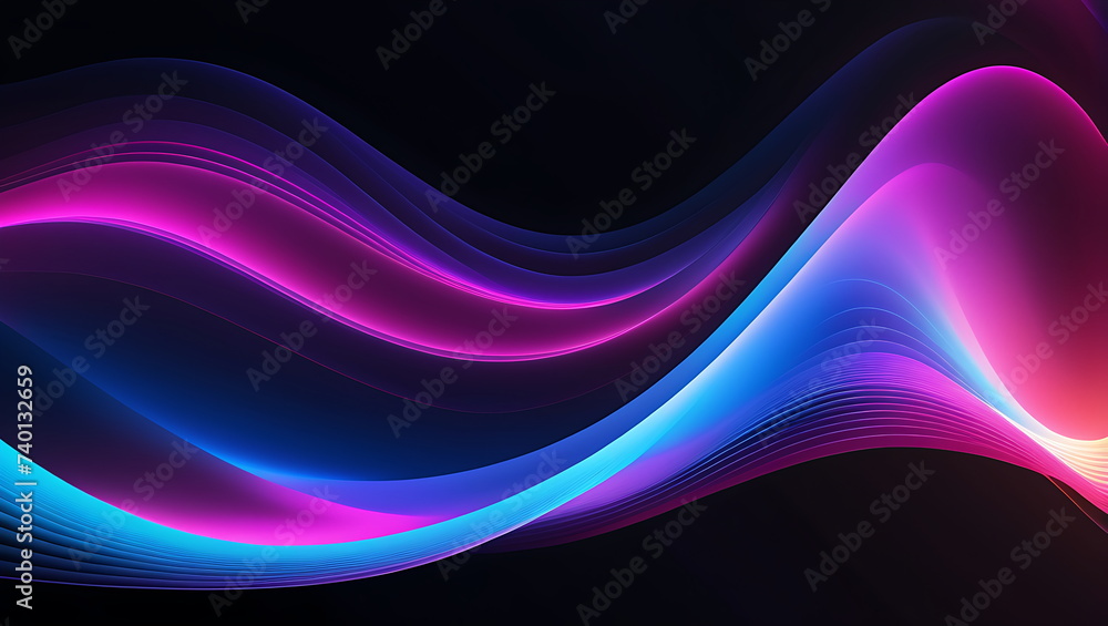 Abstract background with dynamic flowing blue and pink light wave lines Abstract background with dynamic flowing blue and pink light wave lines