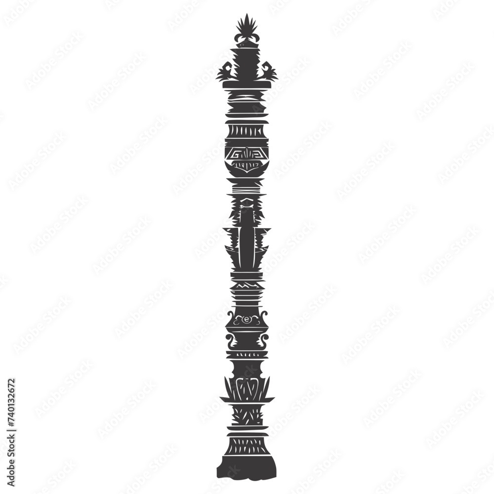 Obraz premium Silhouette Indian tribal wooden pole black color only