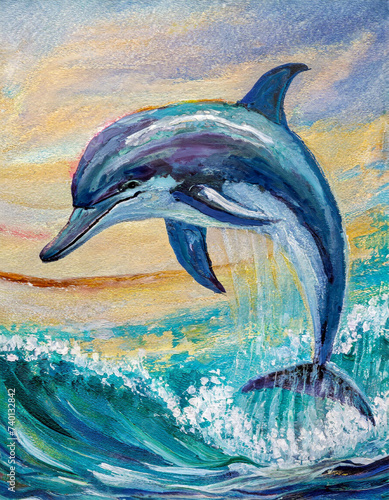 Dolphin abstract art painting photo