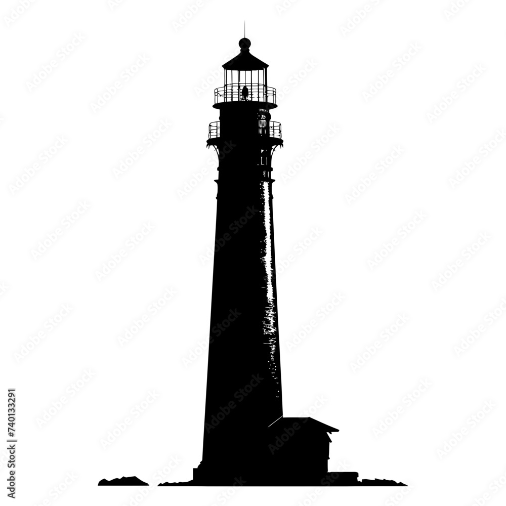 Silhouette lighthouse full black color only
