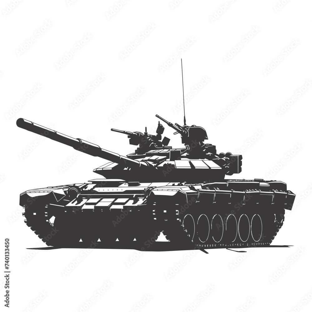 Silhouette military tank black color only