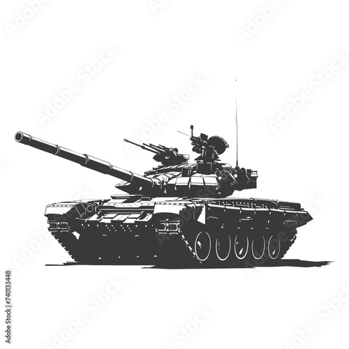 Silhouette military tank black color only