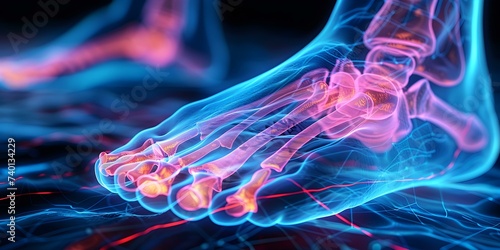ESWT Noninvasive therapy using shockwaves for plantar fasciitis pain relief and healing. Concept Plantar Fasciitis, ESWT Therapy, Shockwave Treatment, Pain Relief, Healing photo