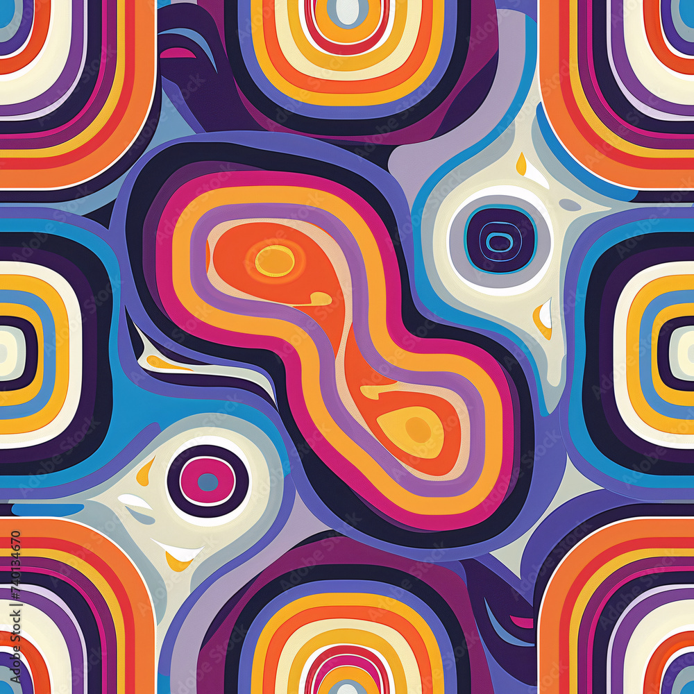 Psychedelic Seventies Seamless Retro Pattern. Psychedelic Seventies Seamless Retro Pattern.