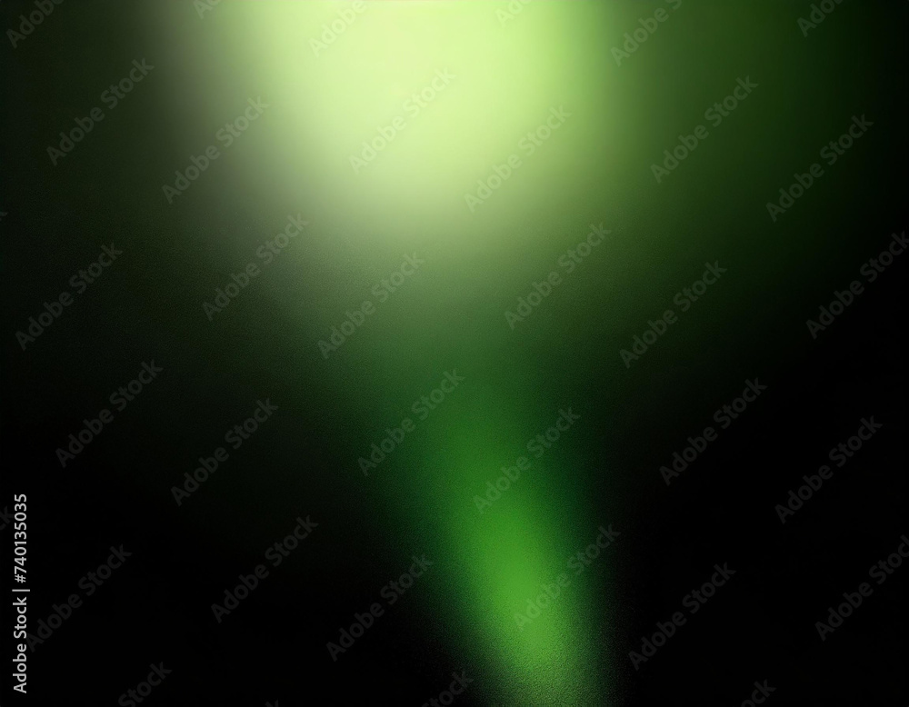 Glowing green blurred light gradient dark grainy black vertical background glowing light spot copy space