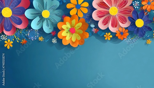 Colorful flowers, motif for Women's Day, Mother's Day, spring, blue background, different motif sizes, Pastell colors