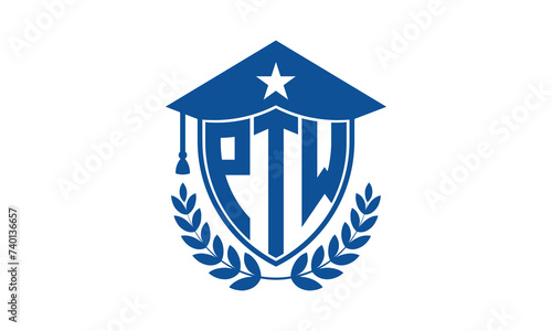 PTW three letter iconic academic logo design vector template. monogram, abstract, school, college, university, graduation cap symbol logo, shield, model, institute, educational, coaching canter, tech photo