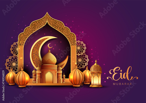 Eid Mubarak  Design Background. abstract Vector Illustration for greetings card, poster and banner.	