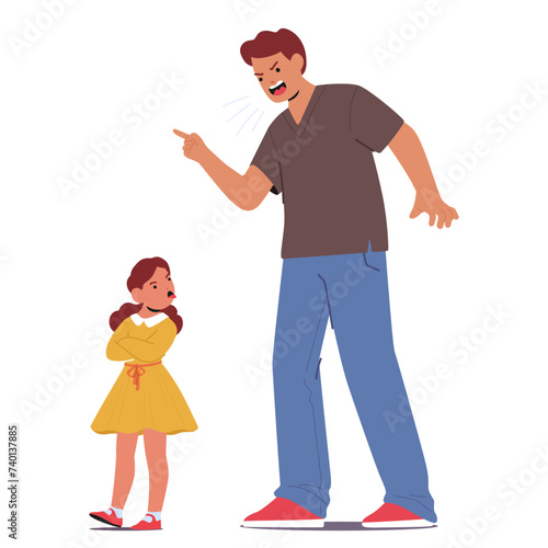 Furious Father Scream, Scolding His Mischievous Daughter For Her Naughty Antics, Leaving A Tense And Somber Atmosphere