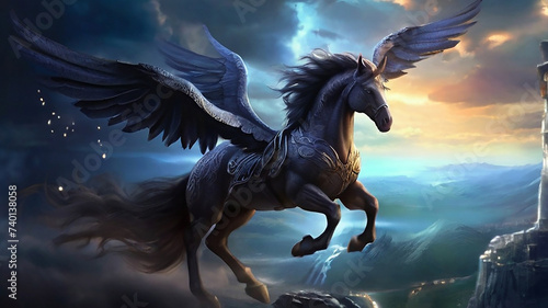 there is a flying horse in the sky ai creative