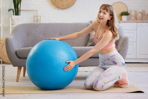 Young sporty woman training...