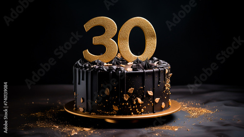 number 30 birthday celebration candle with black background