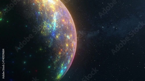 planet mercury animation space view planet orbit universe - Animation view of the Mercury in space. Copy Space photo