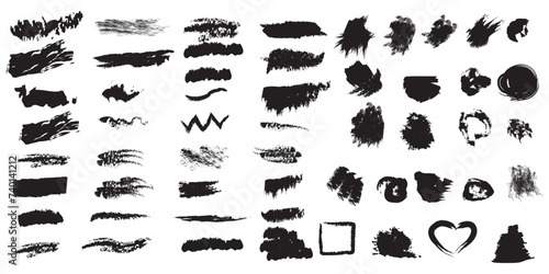 Collection of hand drawn brushes, ornament. Set of wavy horizontal lines. Marker hand-drawn line border set and scribble design elements.