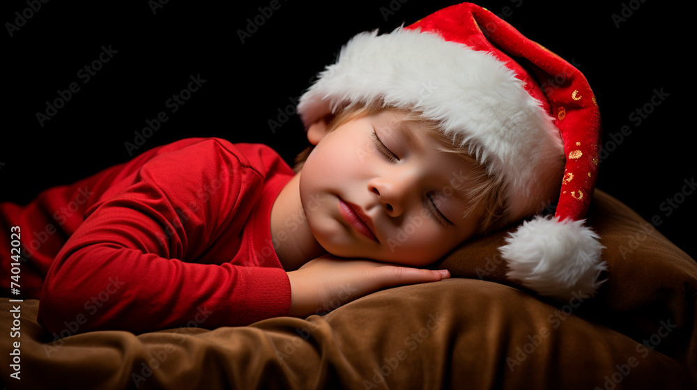 sleeping boy in santa claus hat sleeping boy in santa claus hat