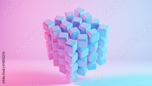 3D background composed of soft cubes, creating a visually appealing and tactile environment.