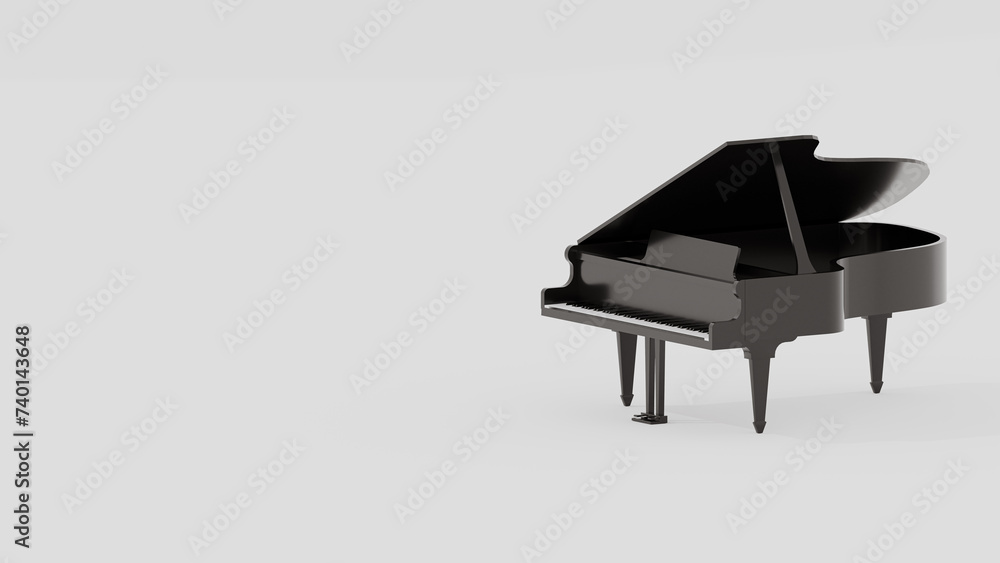 Black Grand piano on white background Black Grand piano on white background