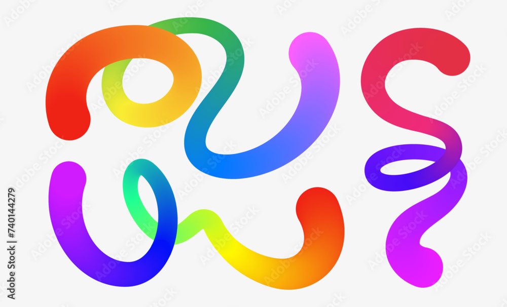 Wavy shapes with Rainbow colors isolated on white. Vector illustration. Wavy shapes with Rainbow colors isolated on white. Vector illustration.