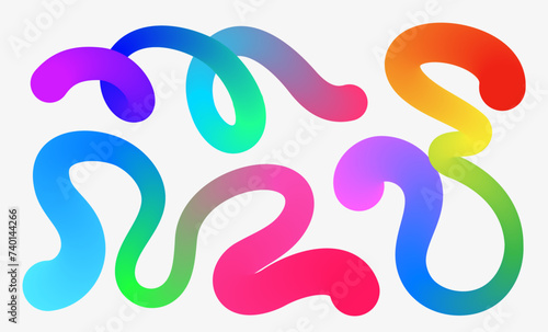 Wavy shapes with Rainbow colors isolated on white. Vector illustration. 