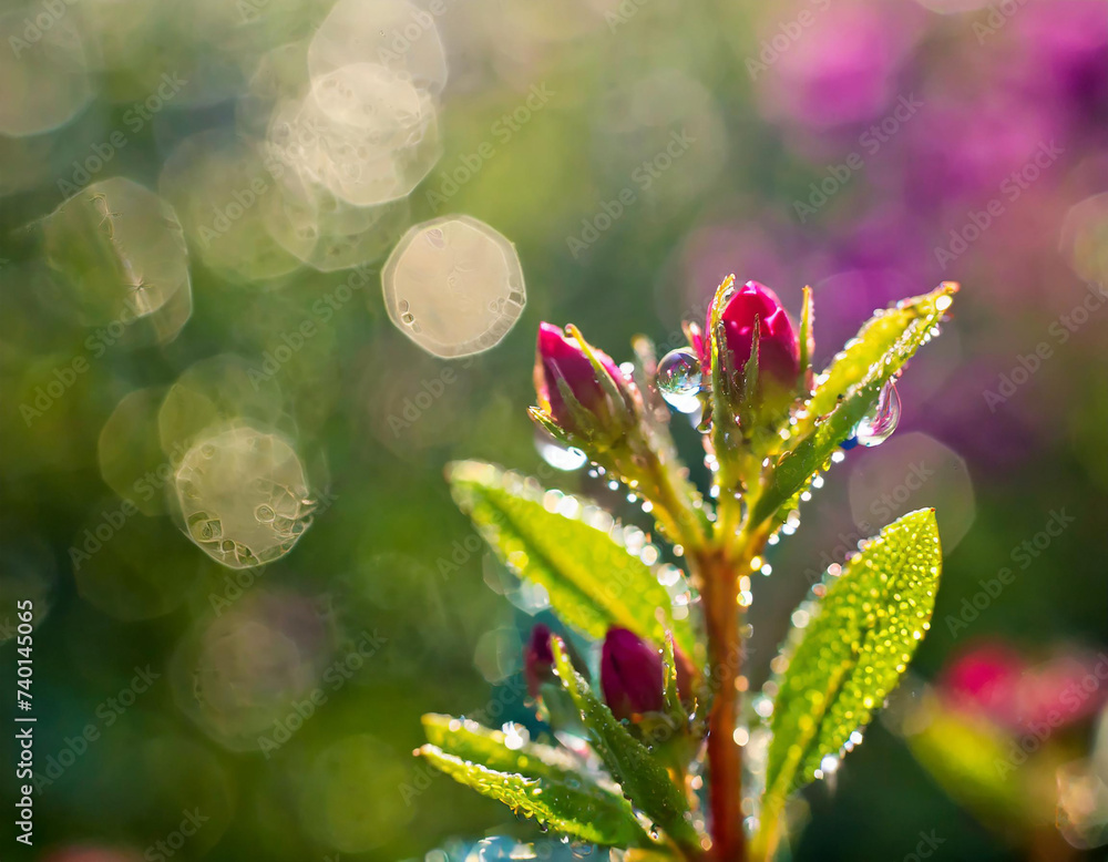 Beautiful close-up of rain drops on flowers or leafs with sparkles like diamonds with blured colored background. Beautiful close-up of rain drops on flowers or leafs with sparkles like diamonds with blured colored background.