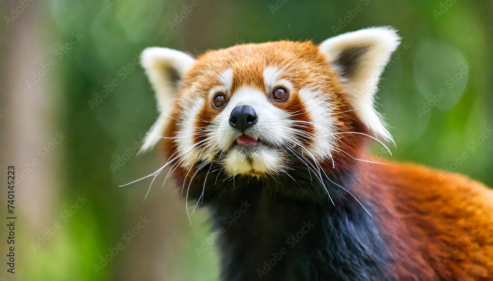 Close-up portrait of a red panda looking up, Indonesia Close-up portrait of a red panda looking up, Indonesia