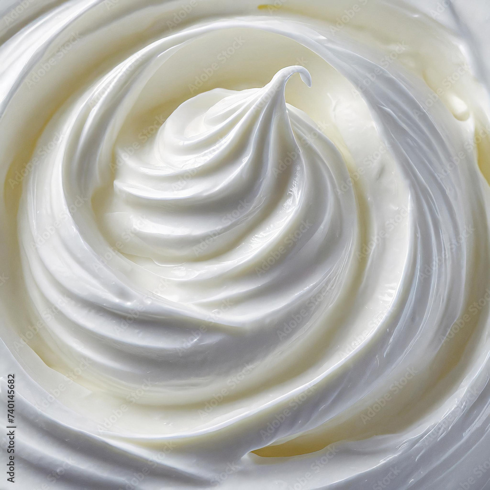 White texture of whipped cream, homemade sour cream or hand cream. Detailed pure creamy background White texture of whipped cream, homemade sour cream or hand cream. Detailed pure creamy background