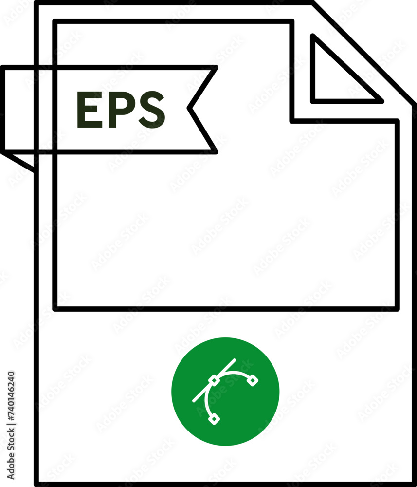 EPS File format icon black outline and light color text EPS File format icon black outline and light color text
