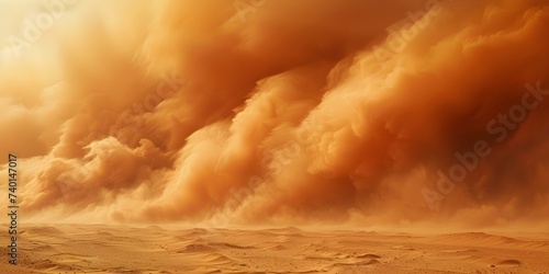 Desert sandstorm creates swirling clouds of dust and debris in the air. Concept Sandstorm, Desert, Dust Clouds, Debris, Natural Disaster