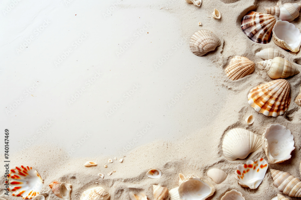 Fototapeta premium background with beach sand scenes and small shells