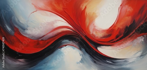 Background art, strokes swirling bright paint black red and white colors photo