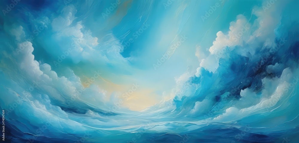 Background art, strokes of a wave of bright paint sea blue colors Stock ...