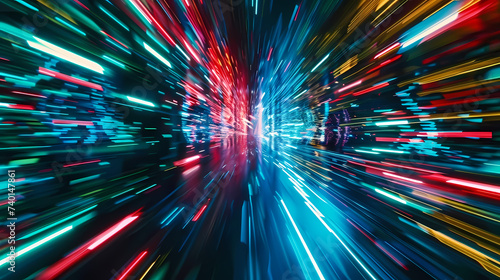 Colorful Light Trails in a Speed Motion Blur