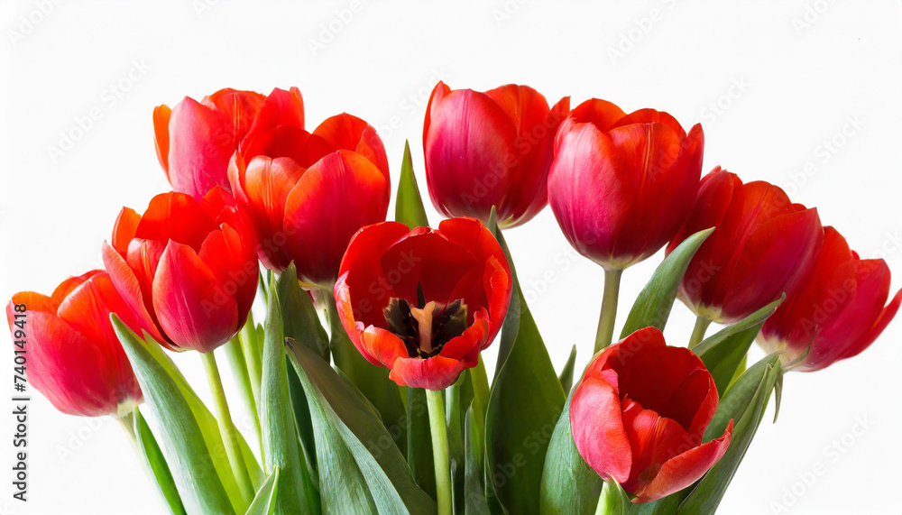 Fototapeta premium Red tulip bouquet isolated on white background