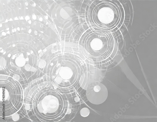 White grey geometric tech background with glossy circles