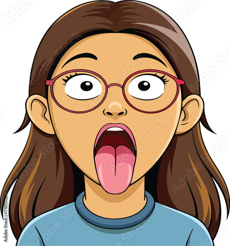 close-up of girl sticking out her tongue-