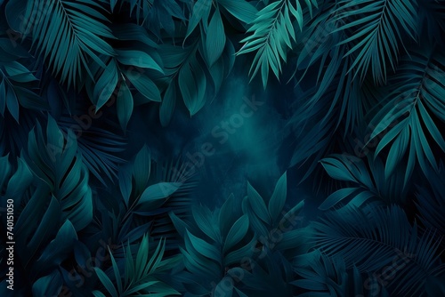 dark green background filled with an abundance of lush leaves  creating a sense of being surrounded by natures beauty