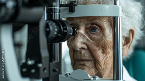 an elderly woman is having her eyesight checked