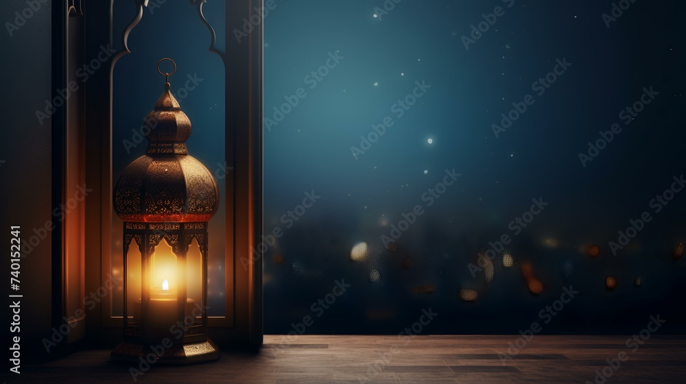 Ramadan Kareem greeting card. Ramadan Kareem background with Arabic lantern. - obrazy, fototapety, plakaty 