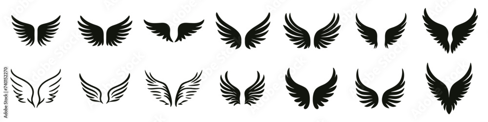 Wings. Elements for design. Vector illustration. Wings. Elements for design. Vector illustration.