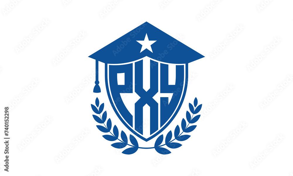PXY three letter iconic academic logo design vector template. monogram, abstract, school, college, university, graduation cap symbol logo, shield, model, institute, educational, coaching canter, tech PXY three letter iconic academic logo design vector template. monogram, abstract, school, college, university, graduation cap symbol logo, shield, model, institute, educational, coaching canter, tech